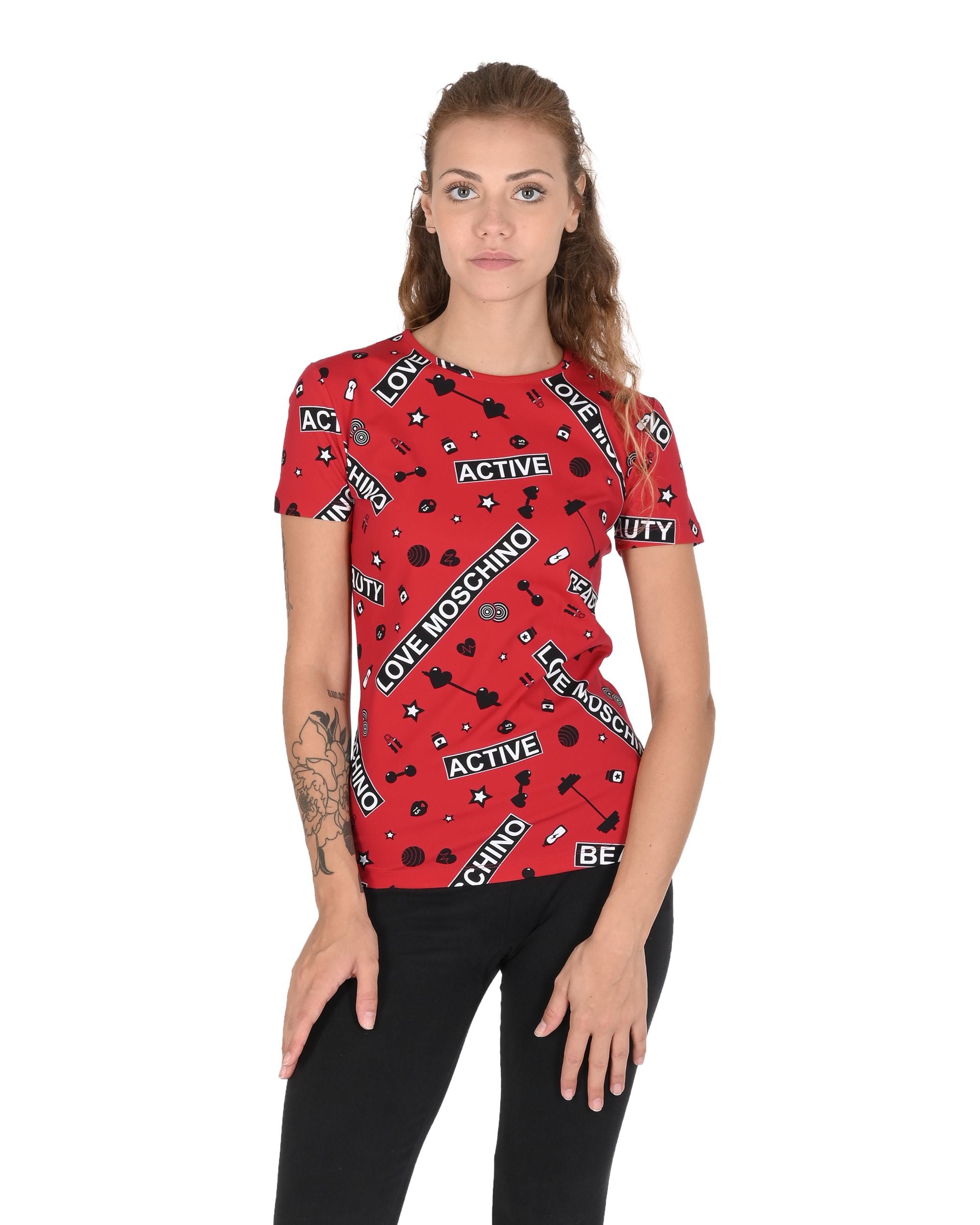 Love Moschino Womens T-Shirt W 4 H16 00 E 2166 0003 GYM FONDO ROSSO