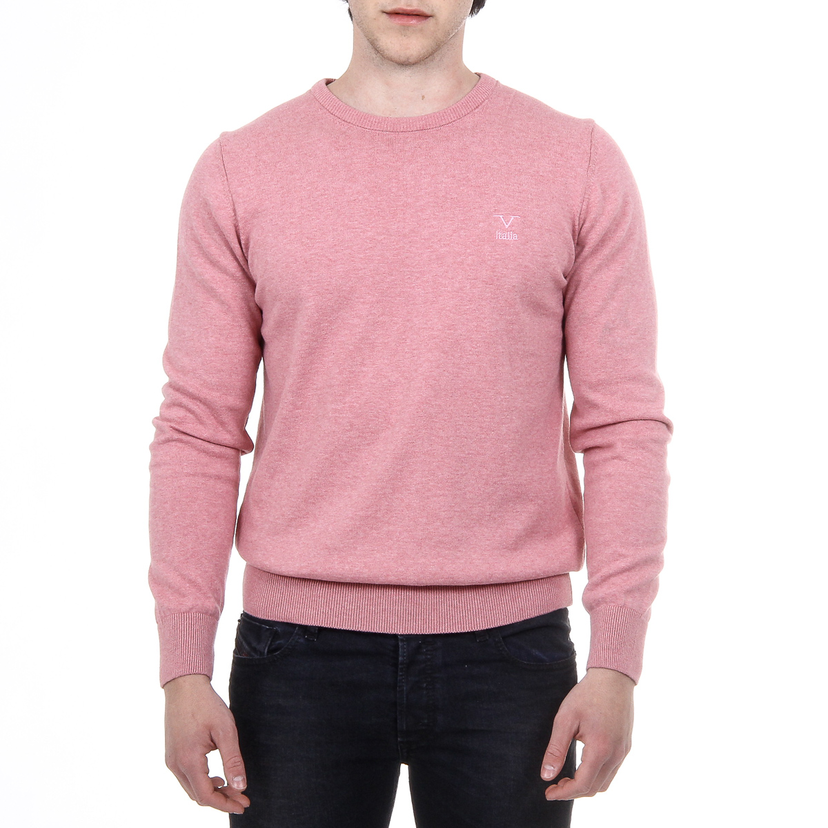 V 1969 Italia Maglione da uomo a maniche lunghe con scollo tondo