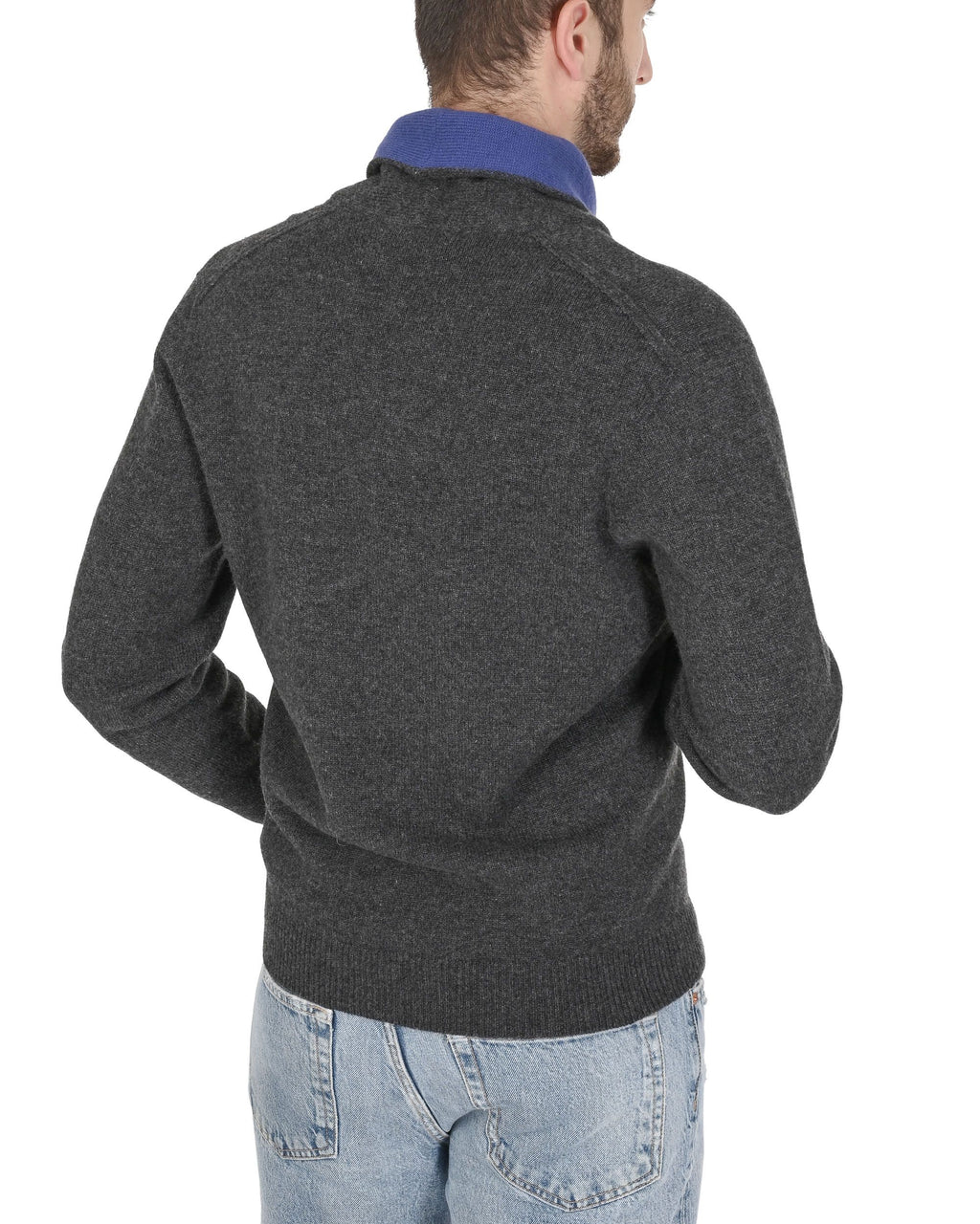 Maglione da uomo con collo a scialle in cashmere Crown of Edinburgh COE 0011 NAVY