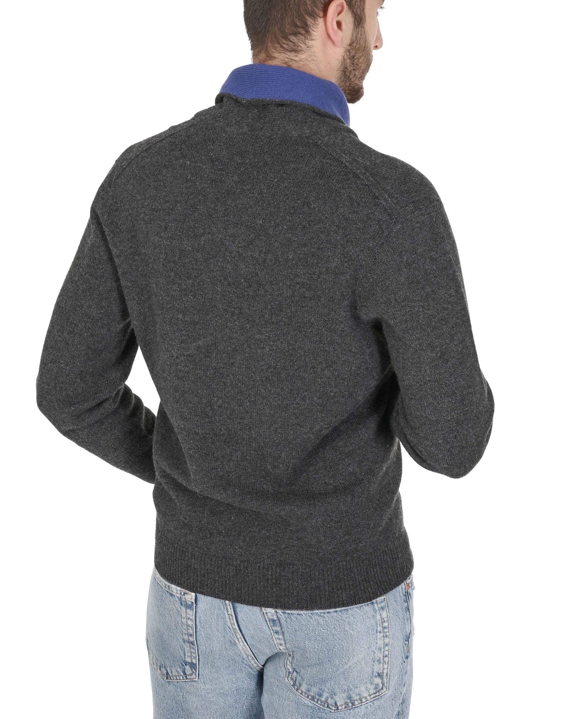 Maglione da uomo con collo a scialle in cashmere Crown of Edinburgh COE 0011 NAVY