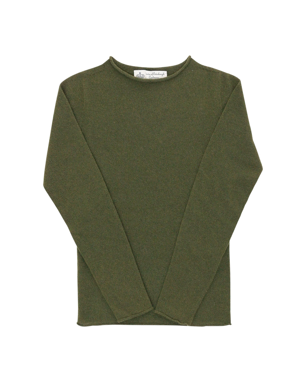 Maglione da donna con scollo a barca in cashmere Crown of Edinburgh COE 007 VERDE OLIVA