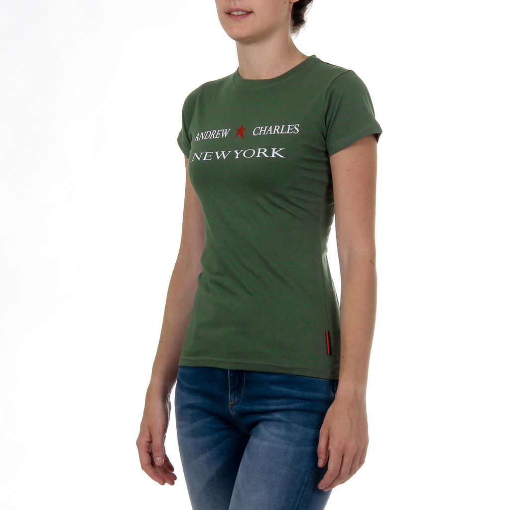 Andrew Charles T-shirt da donna a maniche corte con scollo rotondo verde TARANA