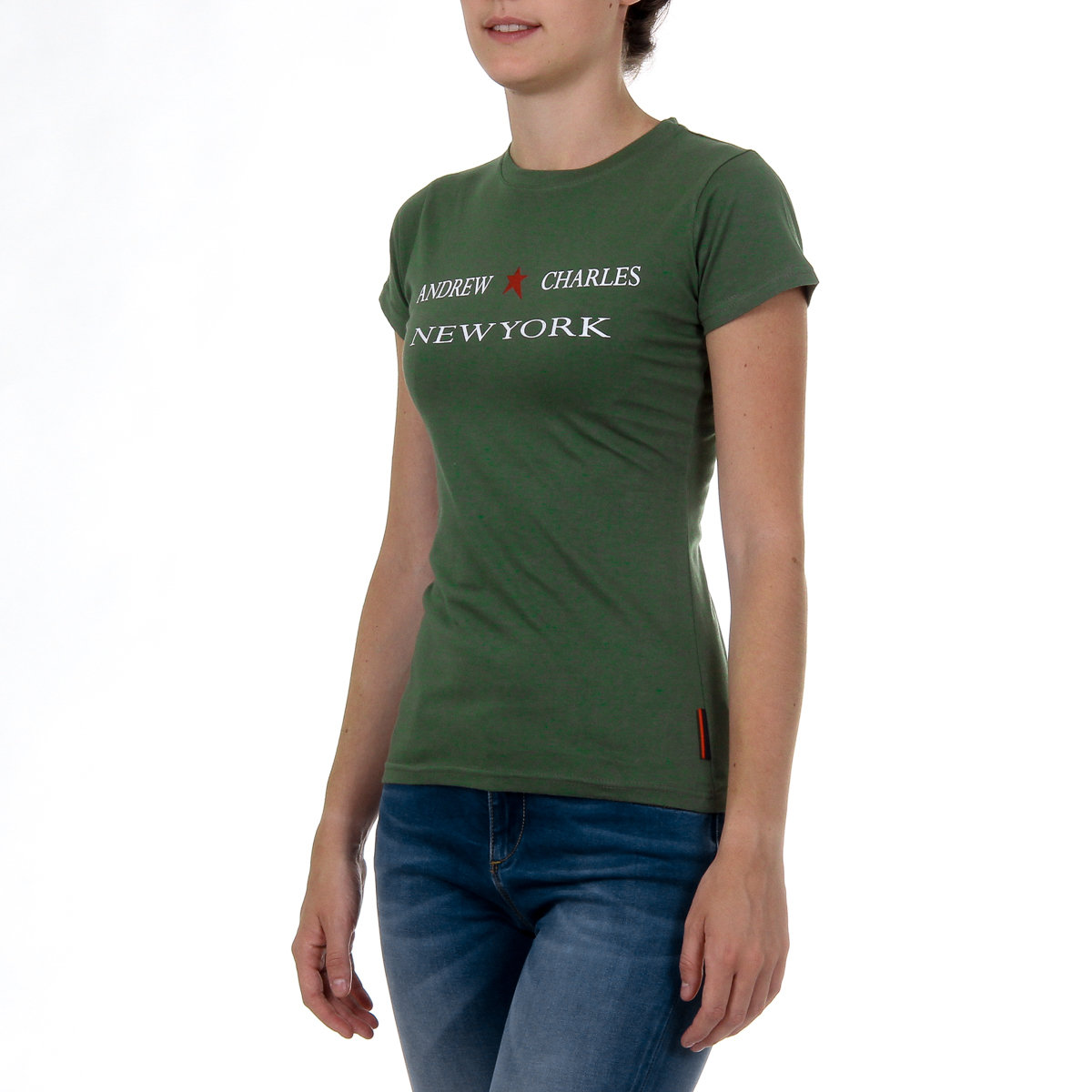 Andrew Charles T-shirt da donna a maniche corte con scollo rotondo verde TARANA