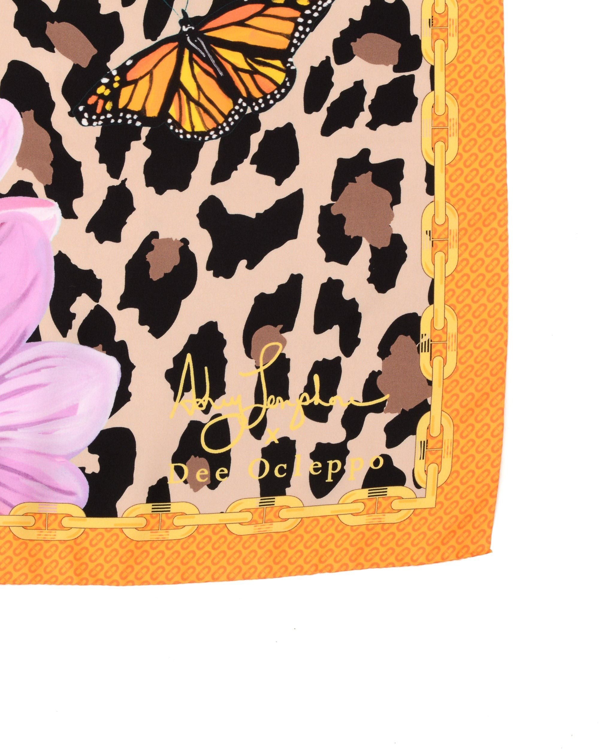 Sciarpa in seta leopardata arancione Longshore Dee X Ashley