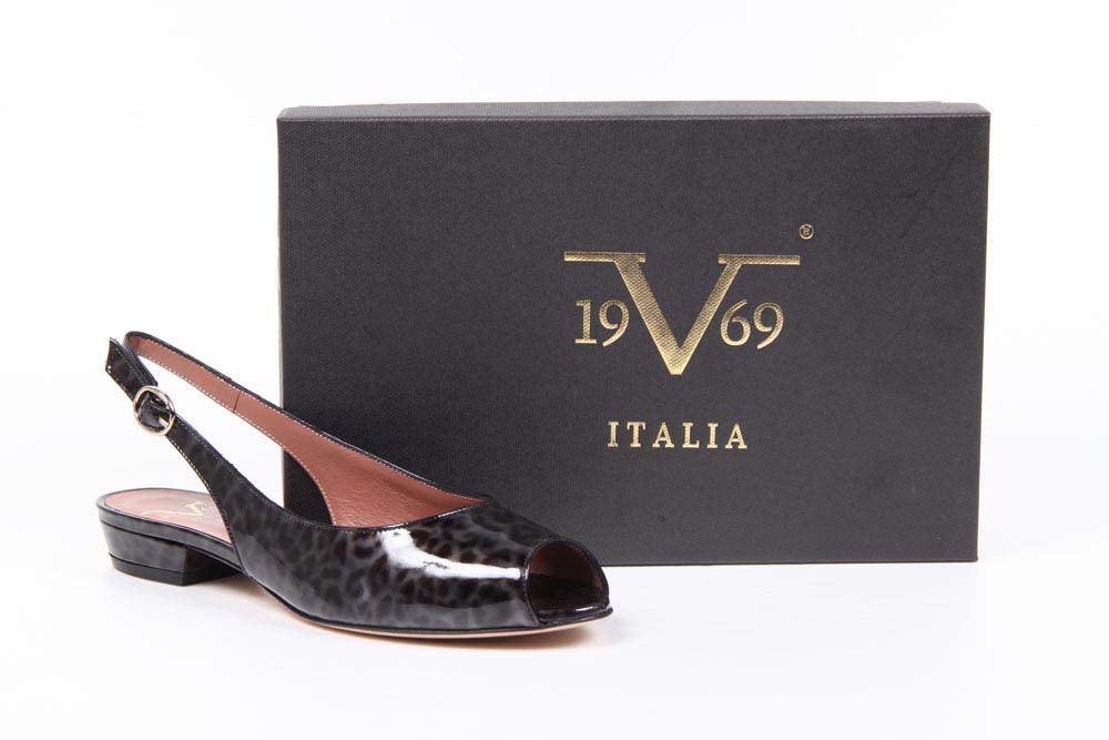 Sandalo Slingback da Donna V 1969 Italia 5485-STEFY PE PELLAME STAMPATO LEOPARDATO GR