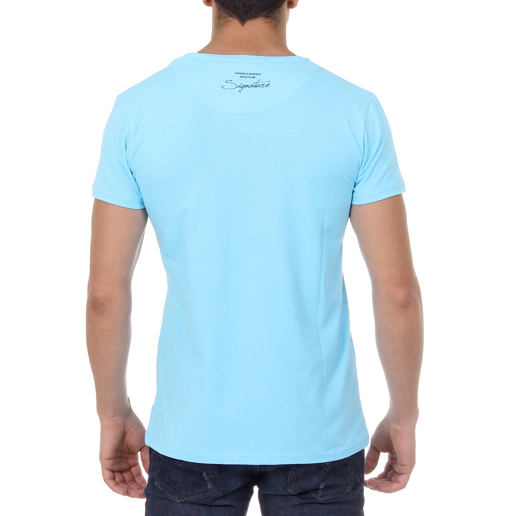 T-shirt da uomo Ufford & Suffolk Polo Club a maniche corte con scollo rotondo US027 BLU