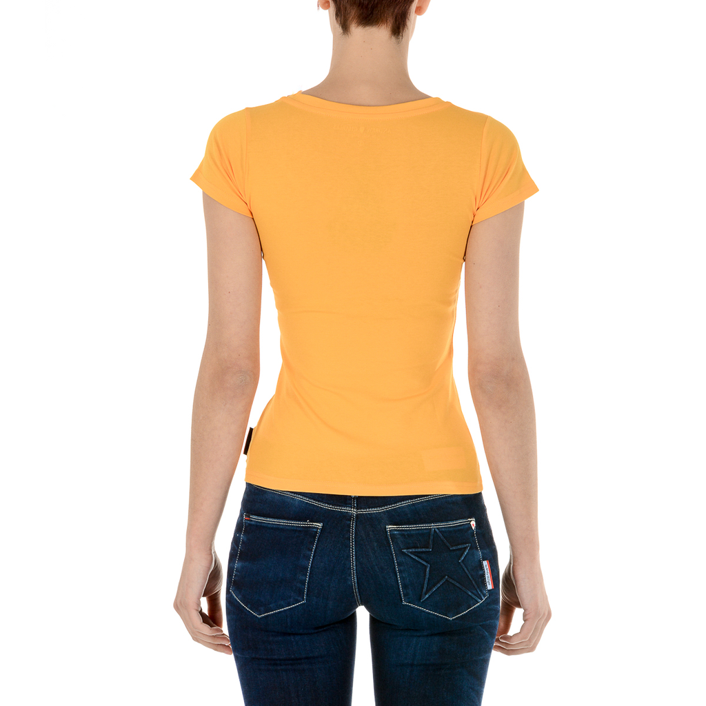 Andrew Charles T-shirt da donna a maniche corte con scollo a V gialla TAPIWA