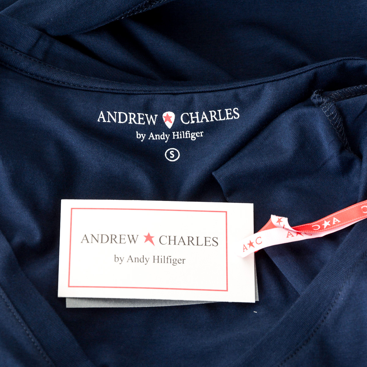 Andrew Charles T-shirt da donna a maniche corte con scollo a V blu TAPIWA