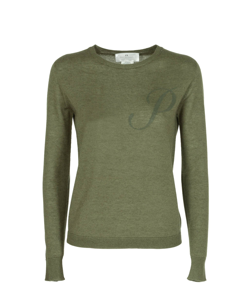 Maglia girocollo in cashmere estivo - Manica lunga - Verde
