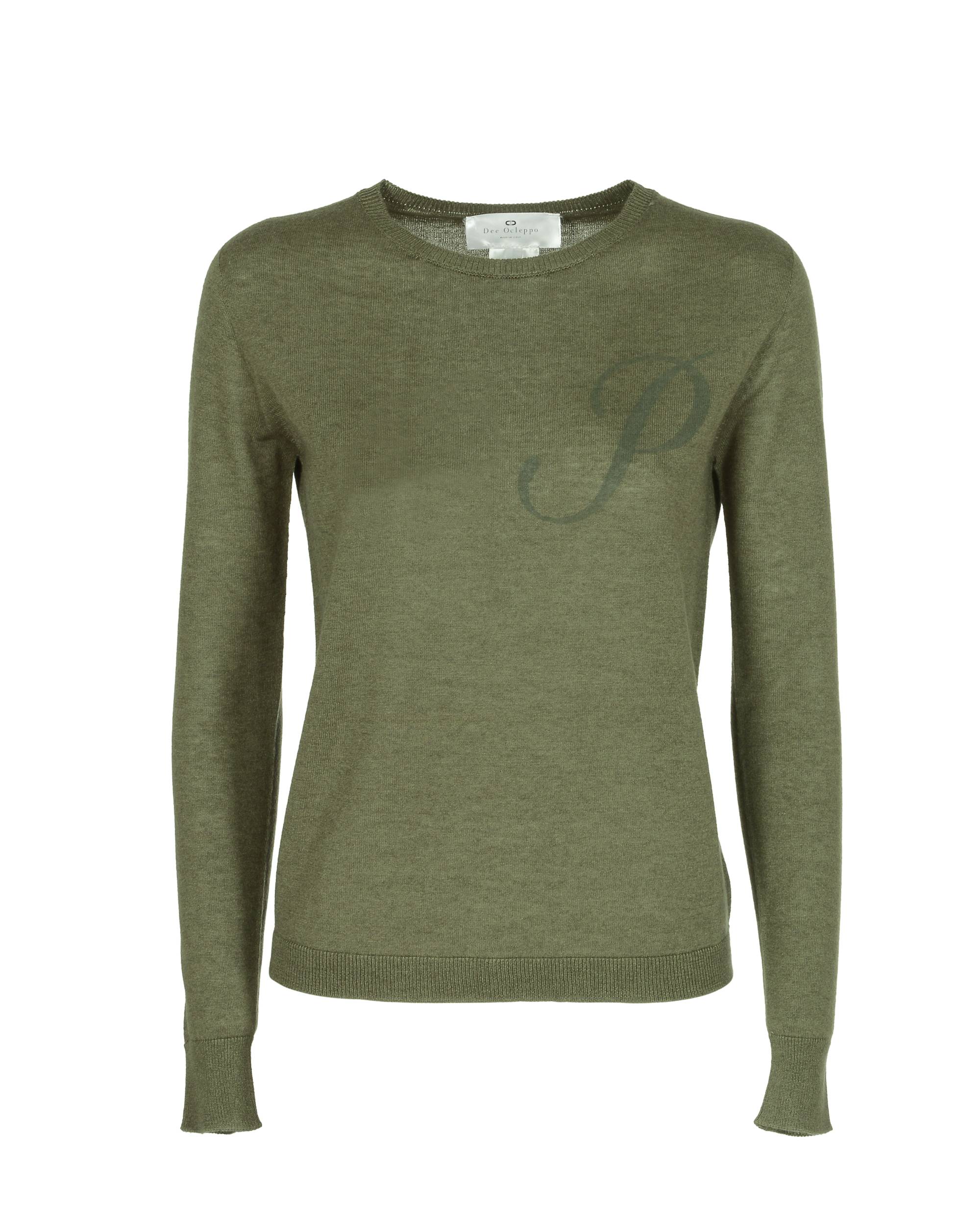 Maglia girocollo in cashmere estivo - Manica lunga - Verde