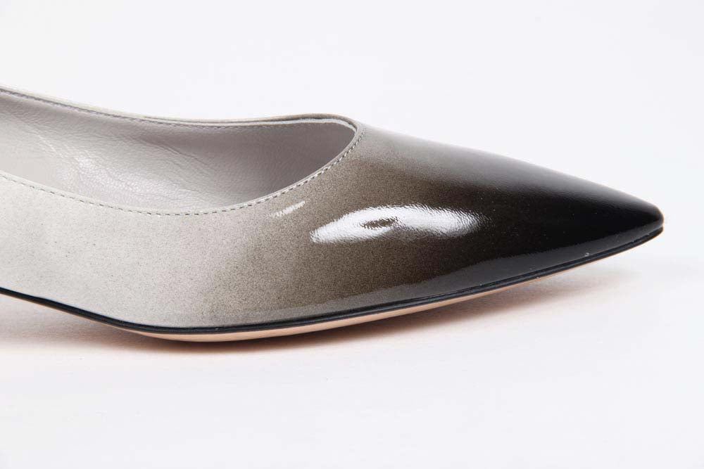 V 1969 Italia Ballerina con tacco da donna 5580 2946 PE DEGRANE VERNICE DEGRA NERO