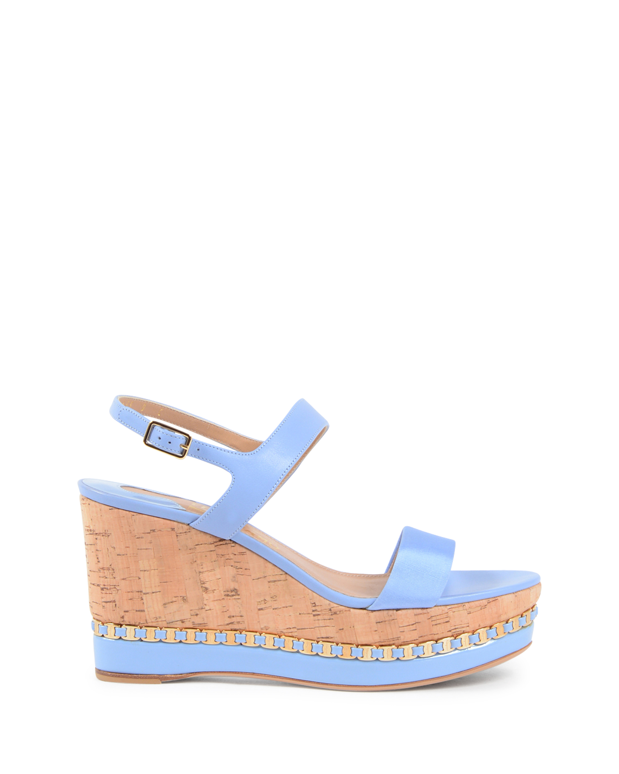 Sandalo con zeppa da donna Salvatore Ferragamo Azzurro MOLLIE