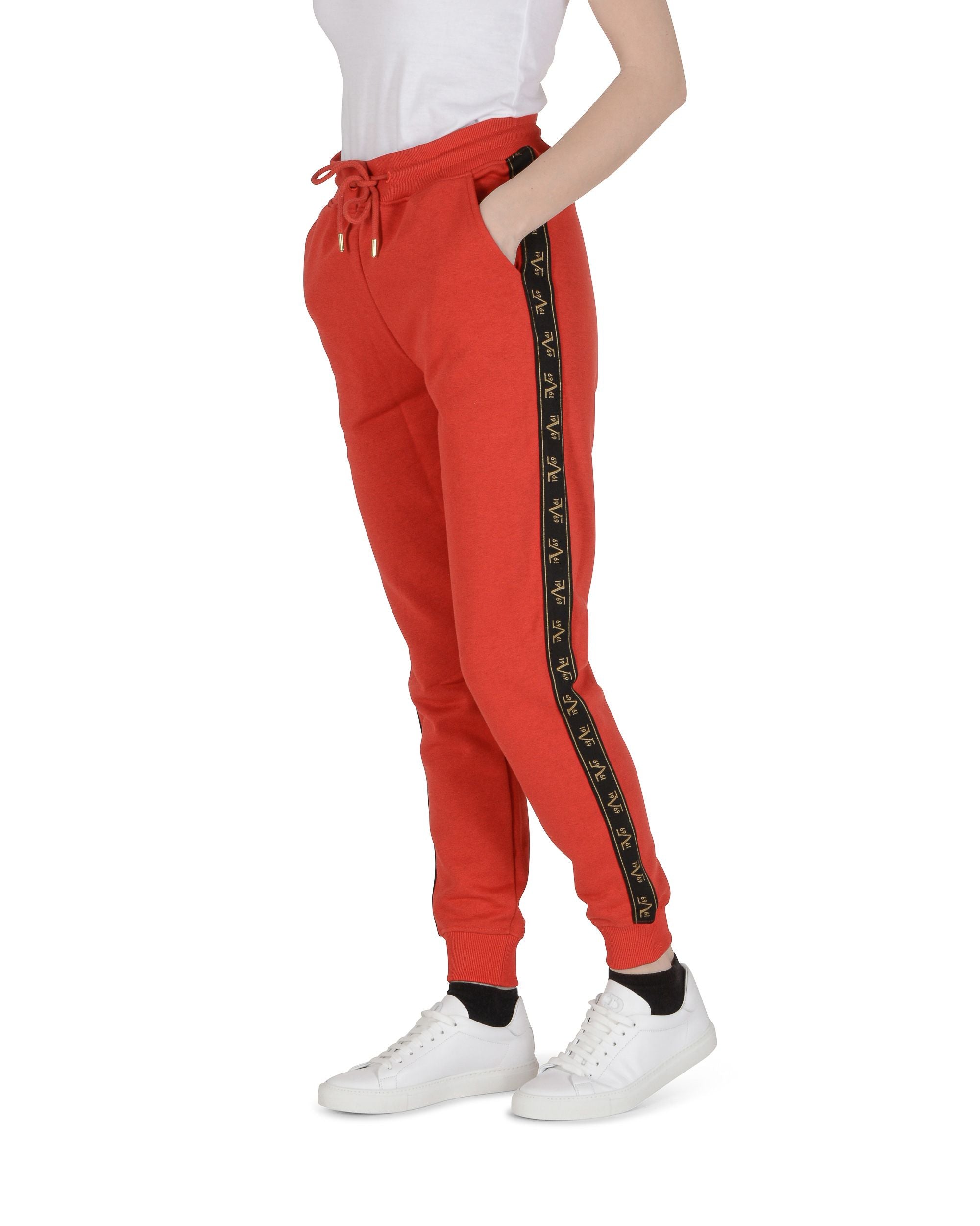 19V69 Italia Pantaloni Donna Rossi BIANCA ROSSO