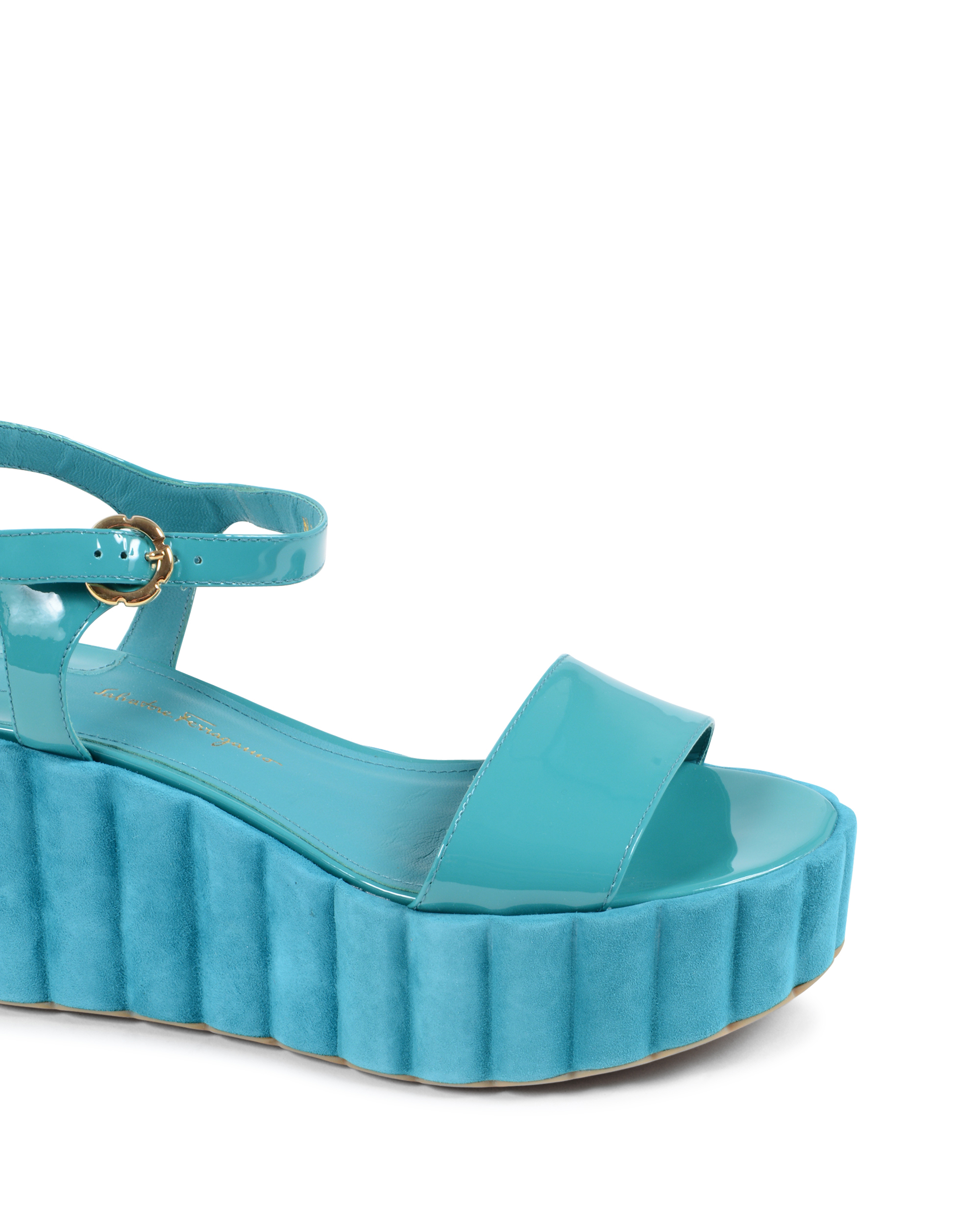 Sandalo Con Zeppa Donna Salvatore Ferragamo Azzurro TROPEA