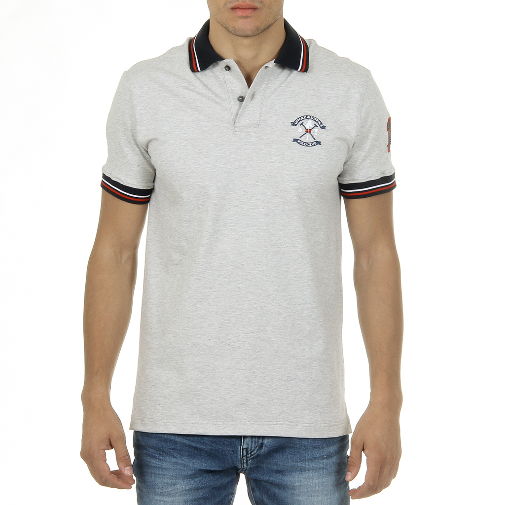 Polo da uomo a maniche corte Ufford & Suffolk Polo Club Grigia PAKO