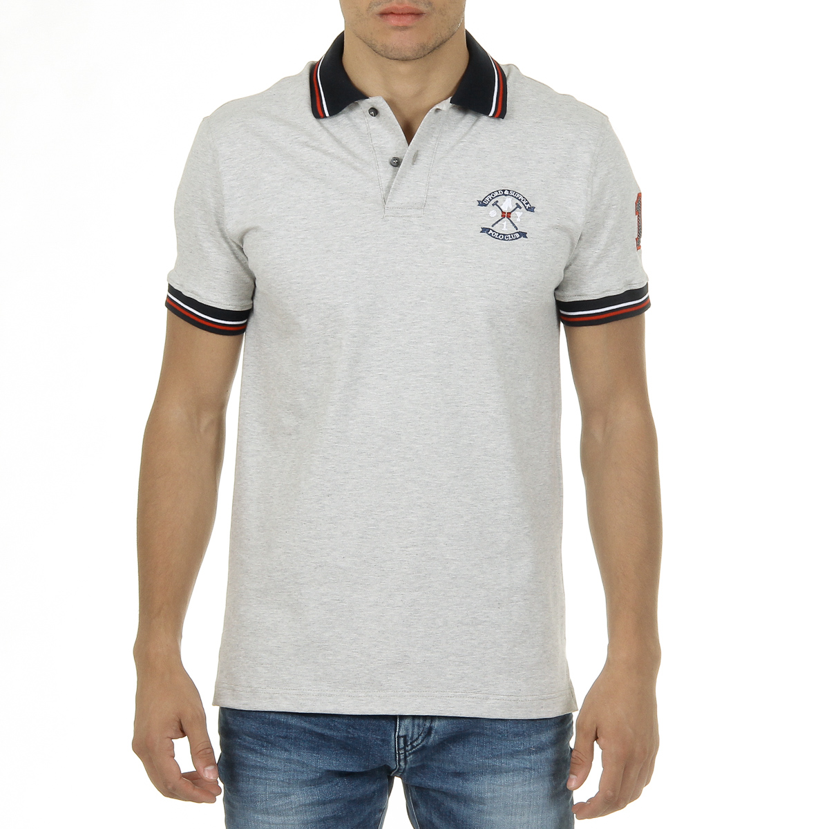 Polo da uomo a maniche corte Ufford & Suffolk Polo Club Grigia PAKO