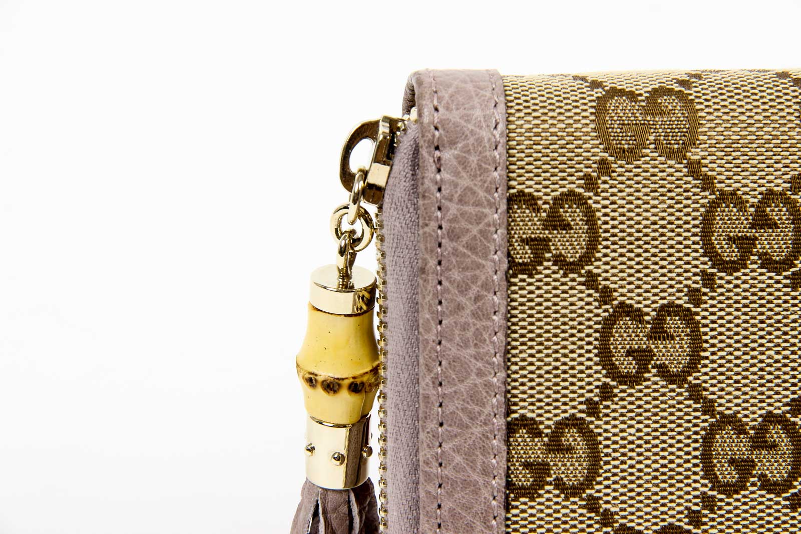 Borsa Gucci da donna in tela GG con frange di bambù e cerniera