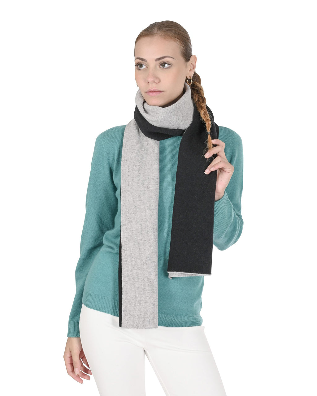 Sciarpa da donna in cashmere Crown of Edinburgh COE 0049 NERO GRIGIO