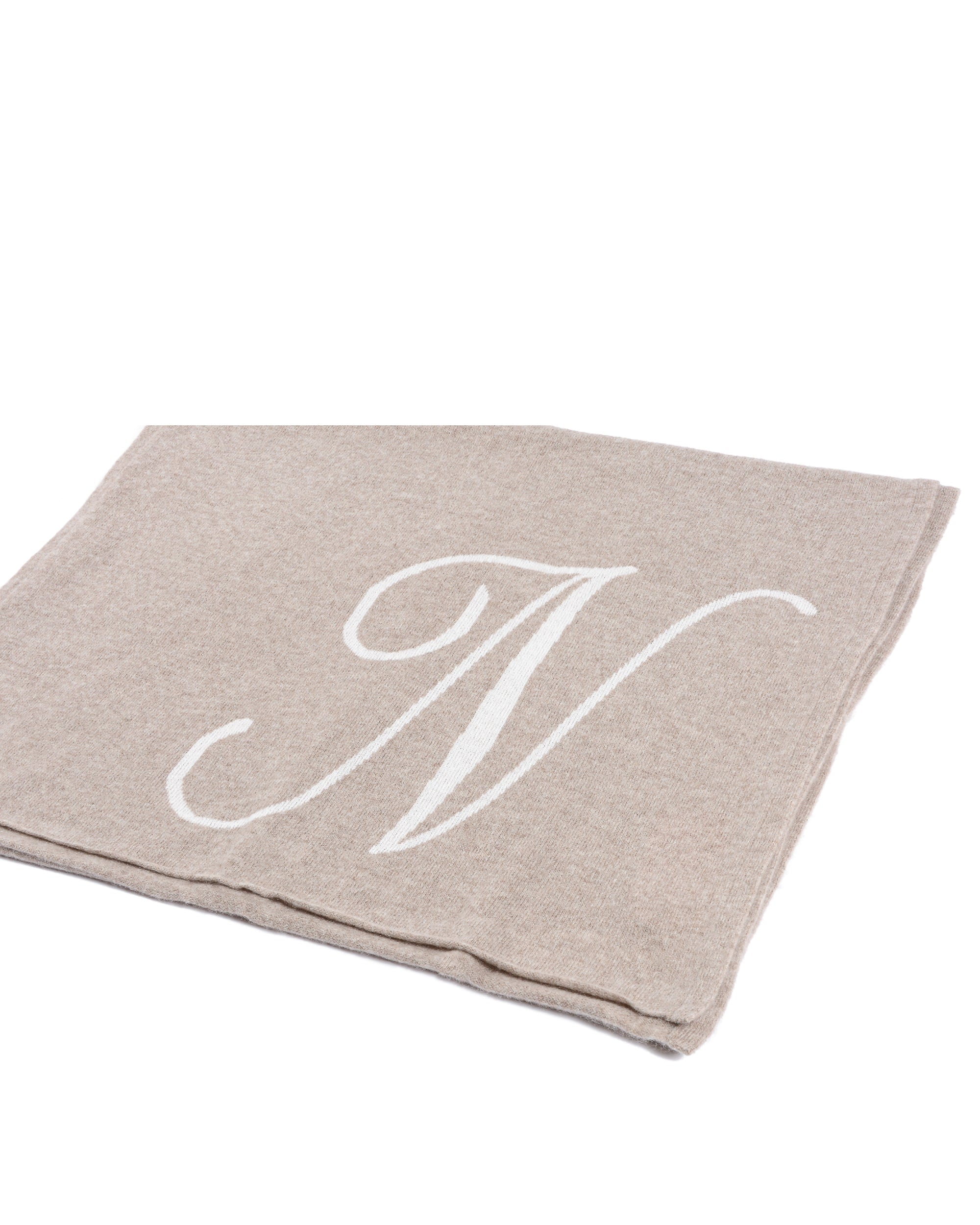 Sciarpa in cashmere con monogramma - Cammello