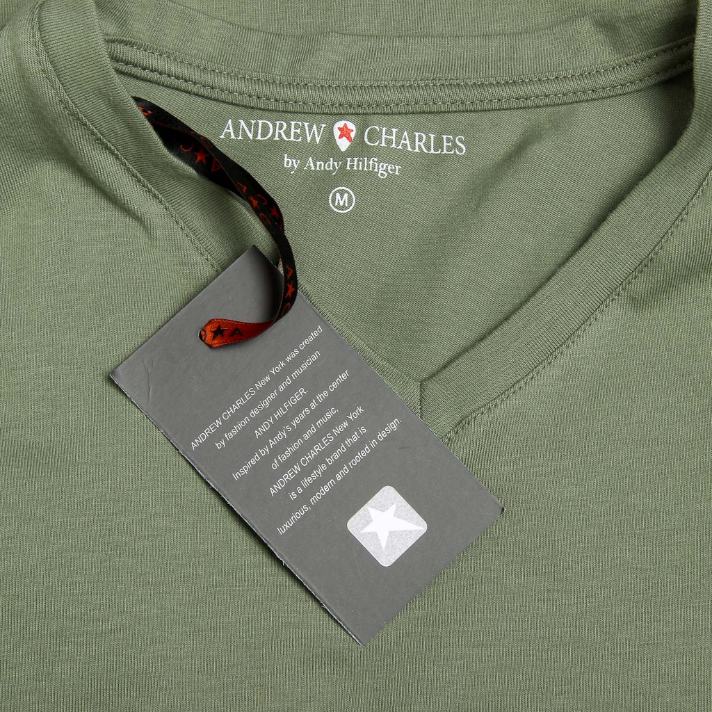 Andrew Charles Maglietta da uomo a maniche corte con scollo a V, verde KENAN