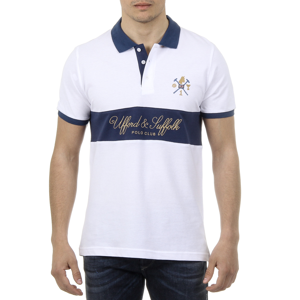 Polo da uomo a maniche corte Ufford & Suffolk Polo Club US002 BIANCO