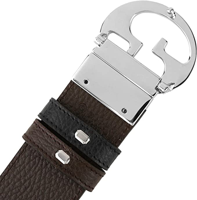 Cintura reversibile Gucci da uomo in pelle nera marrone scuro
