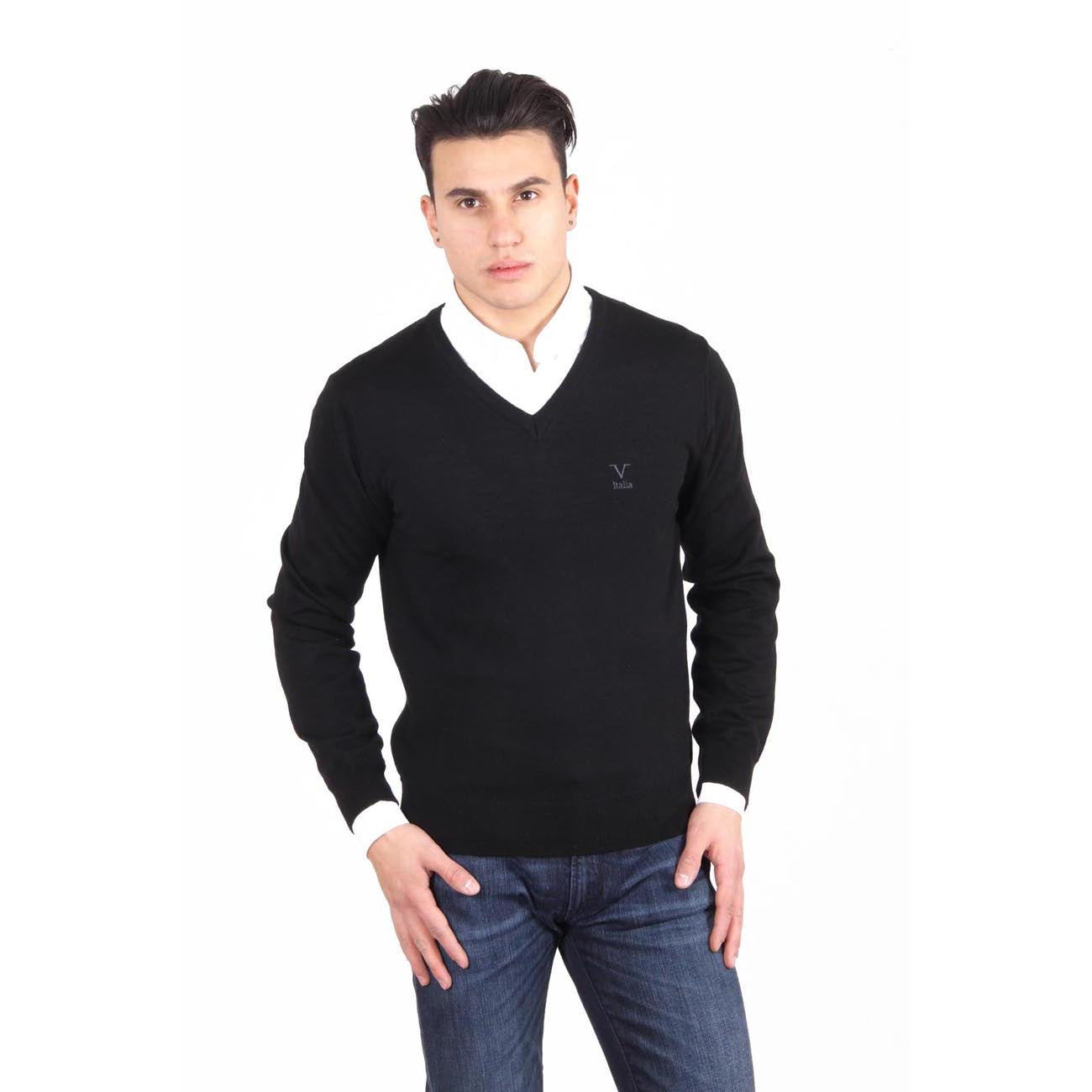 Maglione uomo scollo a V V 1969 Italia 9801 SCOLLO V NERO