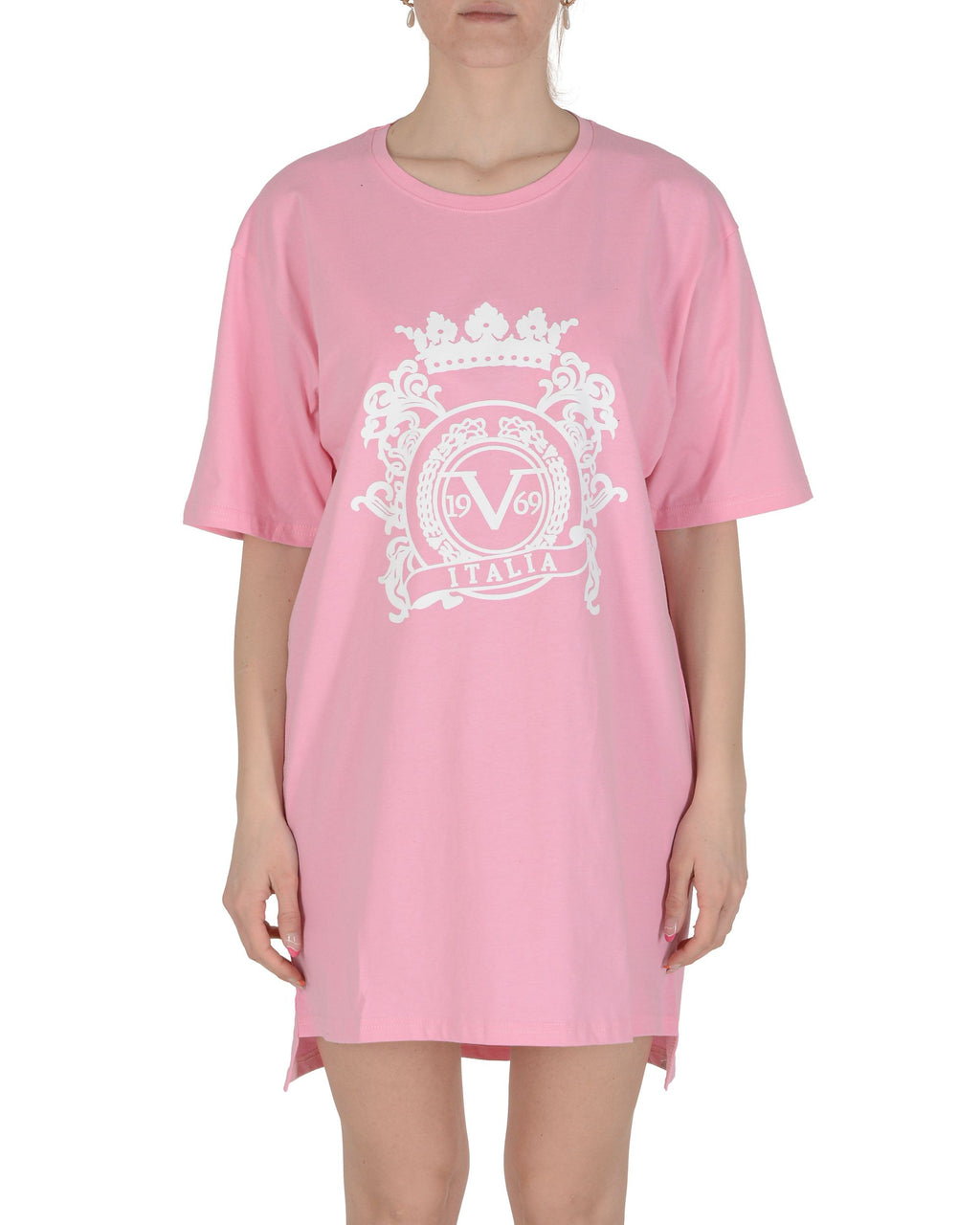 19V69 Italia Womens Longline T-Shirt Rosa VESTITO PINK