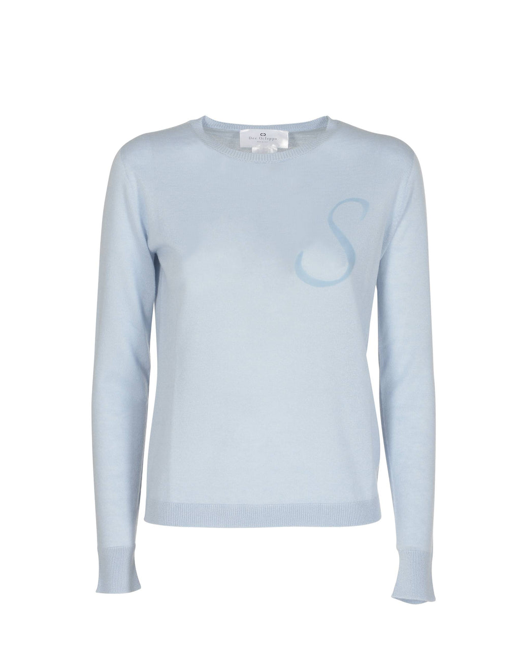 Maglia girocollo in cashmere estivo - Manica lunga - Azzurro