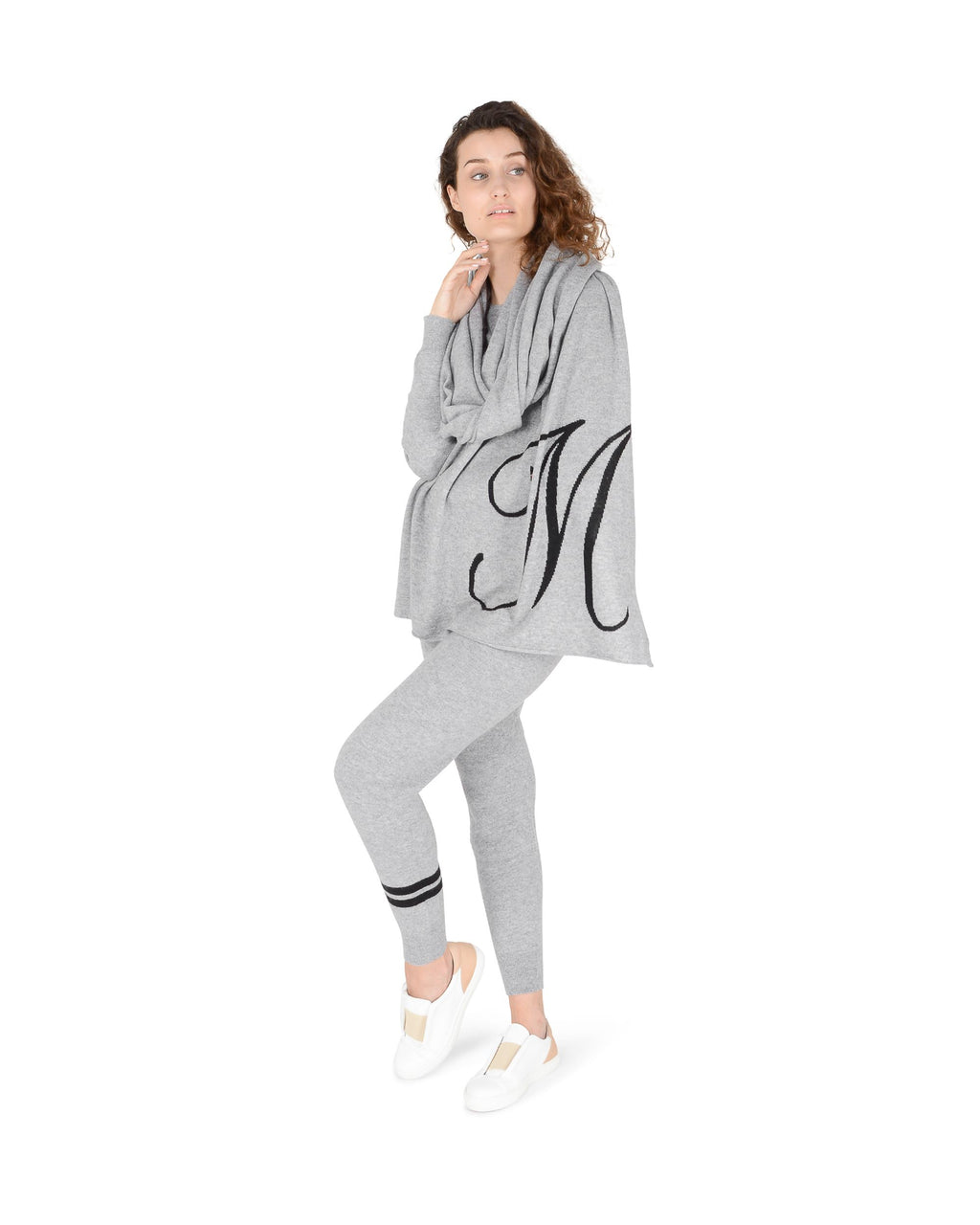 Sciarpa monogrammata Dee Ocleppo DEAN VILLAGE GREY M