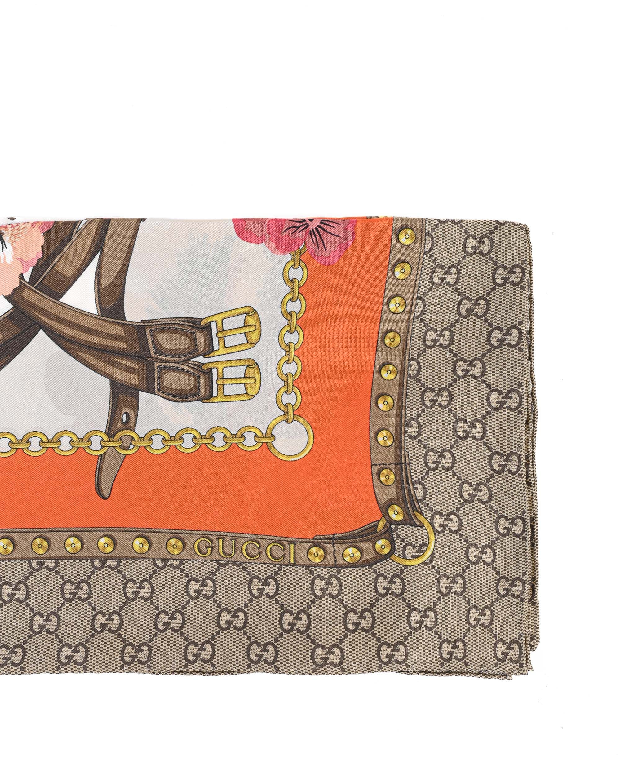 Gucci Original GG 100% seta Sciarpa 508796 3G001 7572