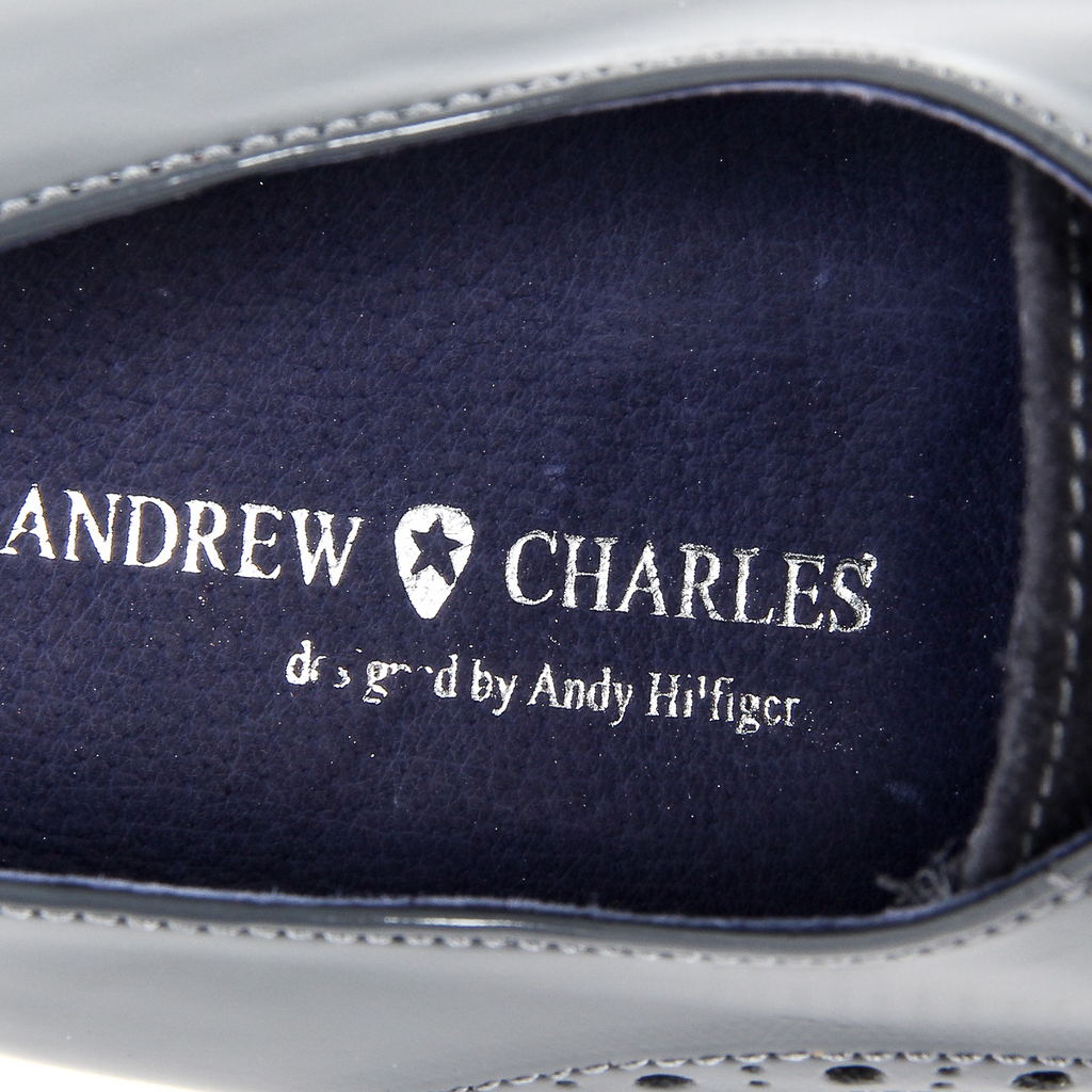 Andrew Charles Mens Brogue Oxford Shoe 911 ABRASIVATO CAM GRIGIO BLEU