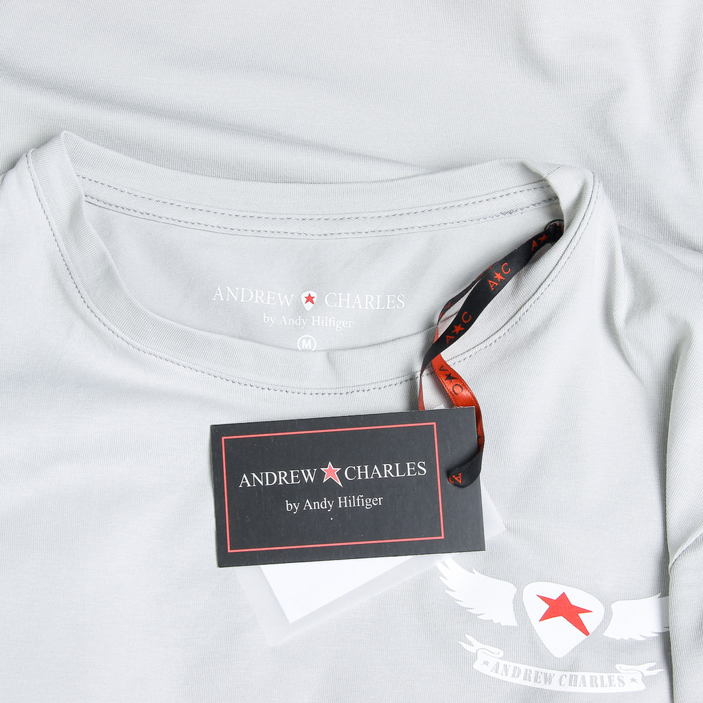 Andrew Charles T-shirt da uomo a maniche corte con scollo rotondo grigio chiaro KEITA