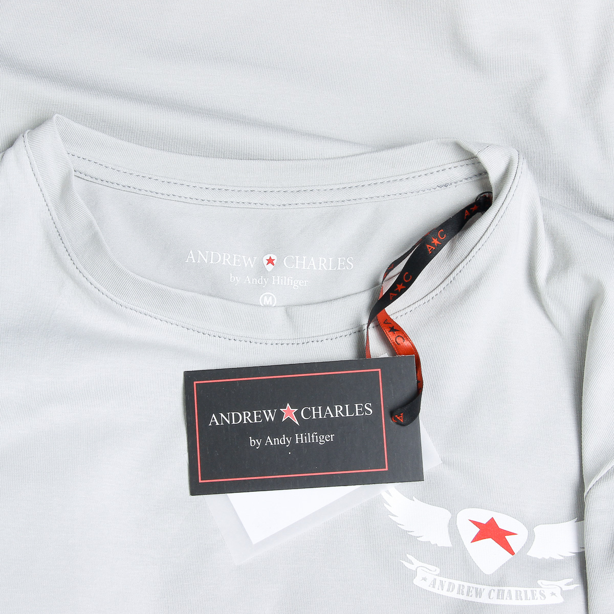 Andrew Charles T-shirt da uomo a maniche corte con scollo rotondo grigio chiaro KEITA