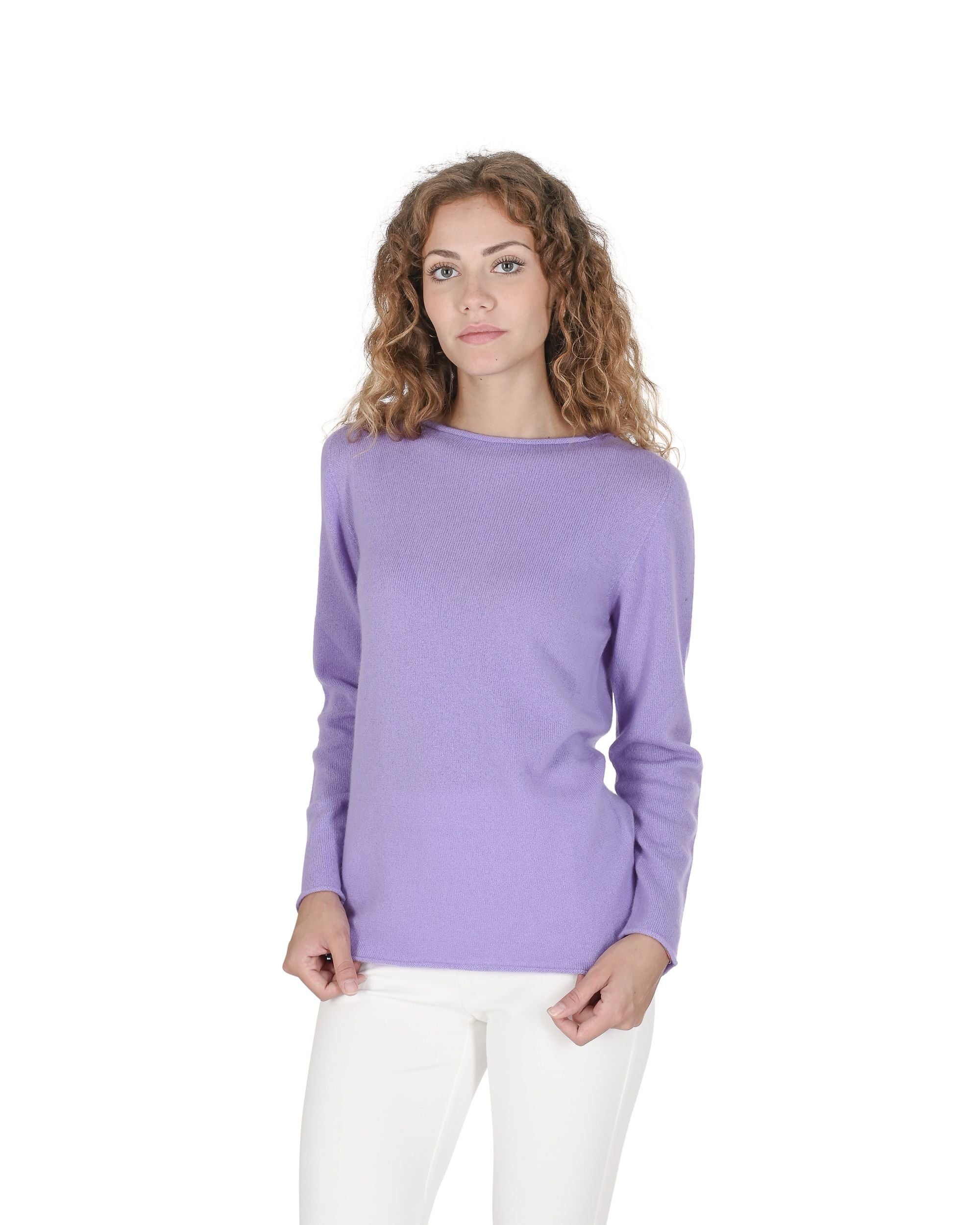 Maglione da donna con scollo a barca in cashmere Crown of Edinburgh COE 0025 LAVANDA
