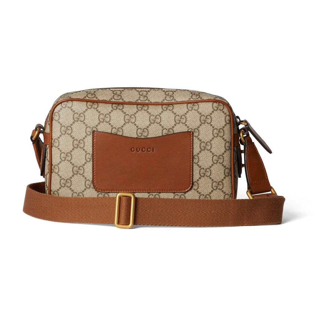 Borsa a tracolla con monogramma GG Supreme e pelle
