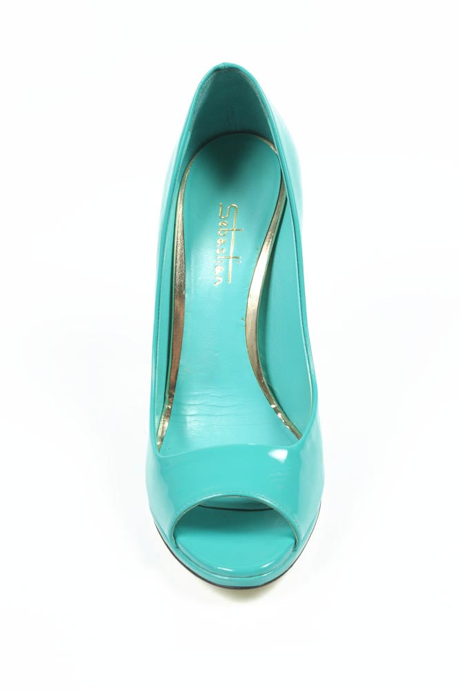 Décolleté da donna Sebastian Milano punta aperta S3499VL VERNICE ACQUA