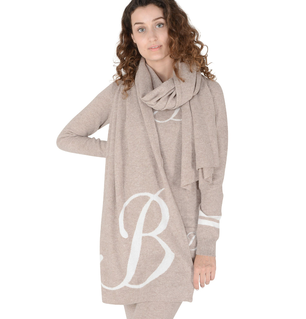 Sciarpa monogrammata Dee Ocleppo DEAN VILLAGE CAMEL B