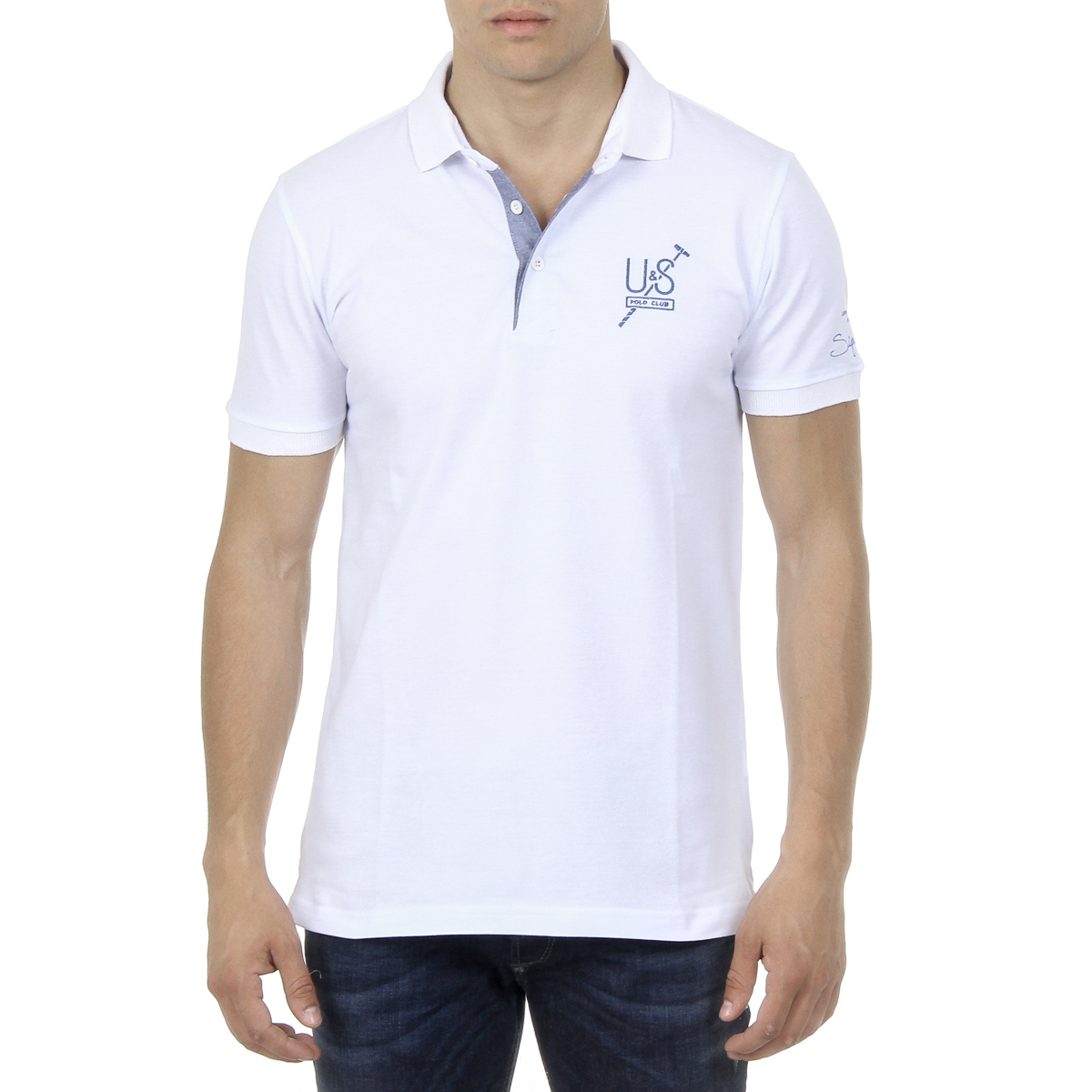 Polo da uomo a maniche corte Ufford & Suffolk Polo Club US026 BIANCO