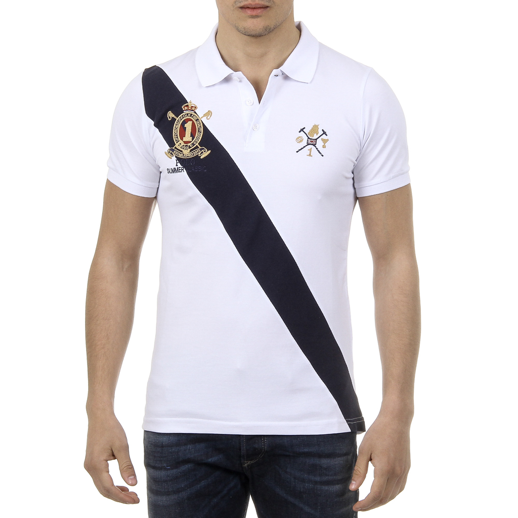 Polo da uomo a maniche corte Ufford & Suffolk Polo Club US004 BIANCO