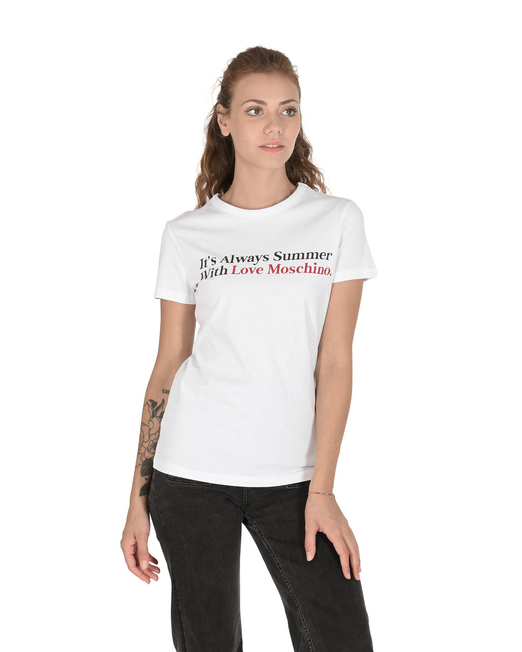 T-shirt da donna Love Moschino W 4 F73 2N M 3876 A00 BIANCO OTTICO
