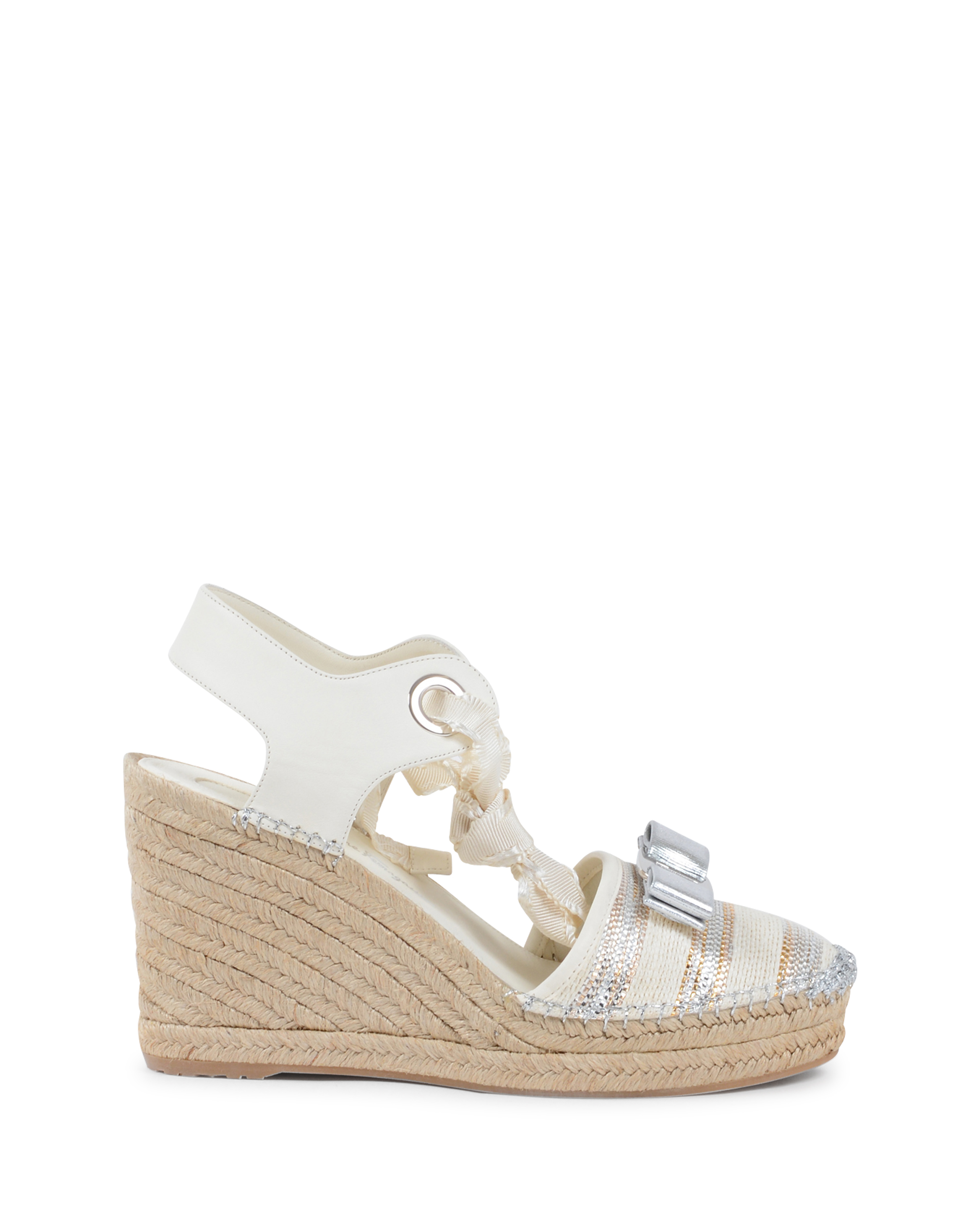 Sandalo con zeppa da donna Salvatore Ferragamo color crema EUGENIE