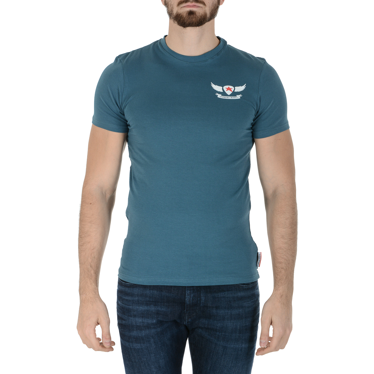 Andrew Charles T-shirt da uomo a maniche corte con scollo rotondo verde KEITA