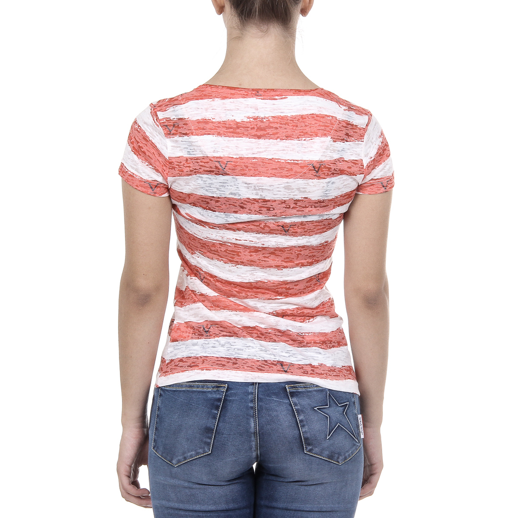 V 1969 Italia T-shirt da donna a maniche corte con scollo rotondo multicolore CHARLOTTE