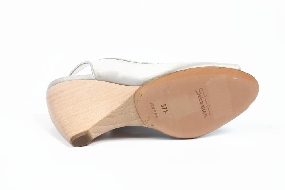Sandalo espadrillas con zeppa da donna Sebastian Milano S2561X VAR X RASO SETA ARGENTO