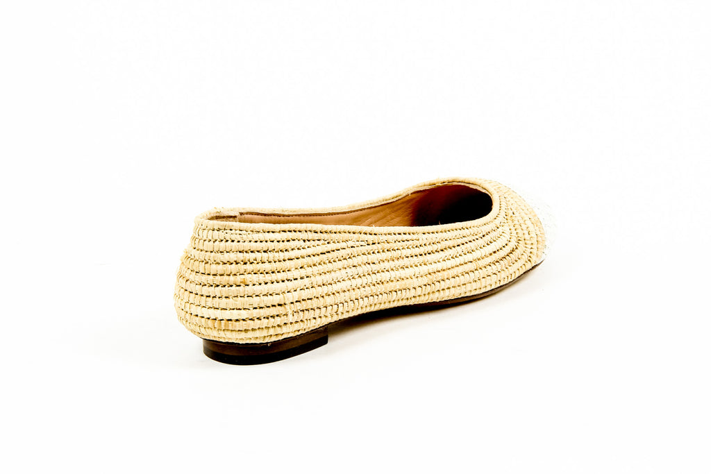 Robert Clergerie Paris Ballerina da donna GINO TRAME BLANC PAILLE NATURELLE D