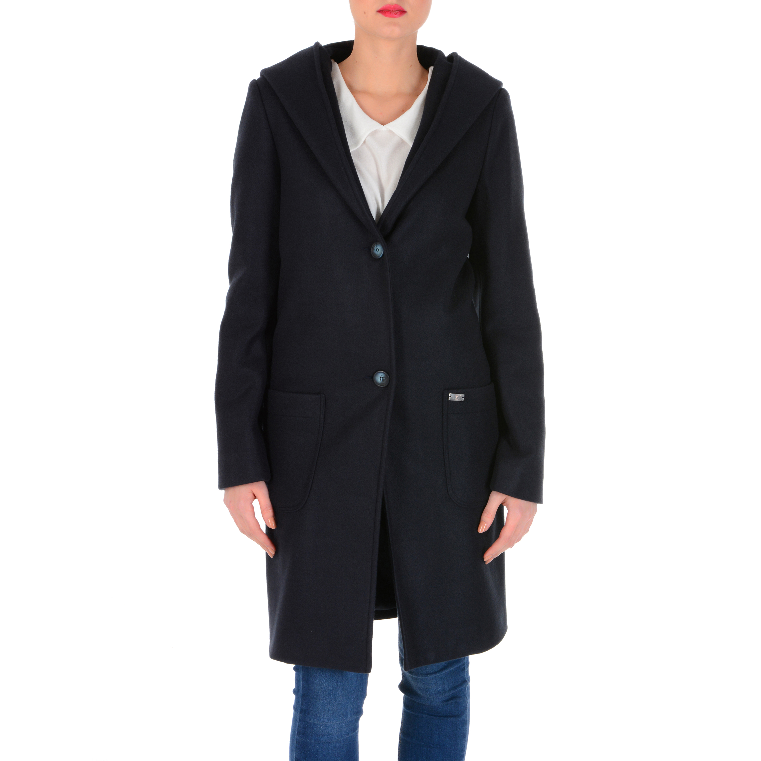 V 1969 Italia Cappotto da donna a maniche lunghe blu scuro STOCCOLMA