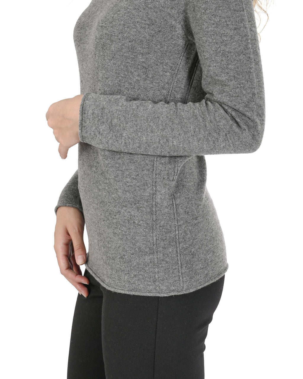 Maglione da donna in cashmere con scollo a V Crown of Edinburgh COE 0022 SMOG