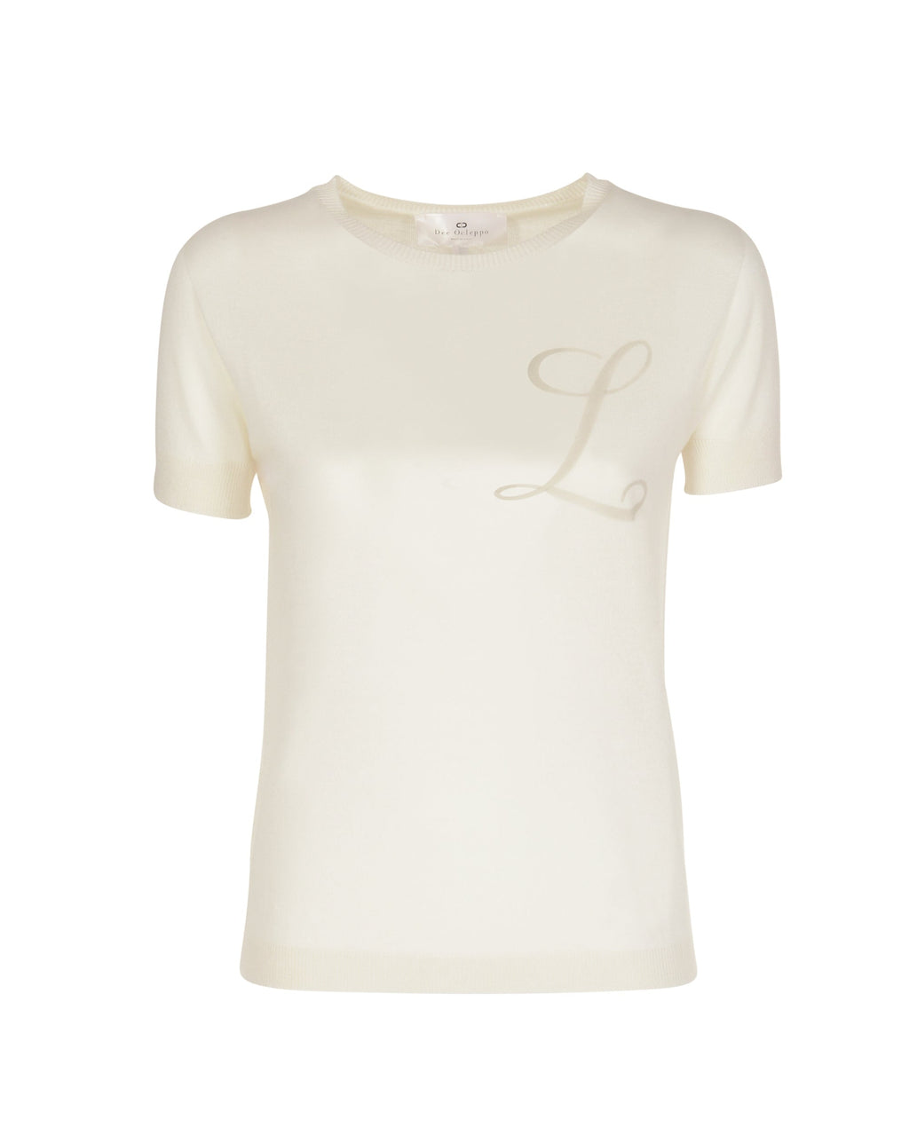 Maglia girocollo estiva in cashmere - Manica corta - Avorio