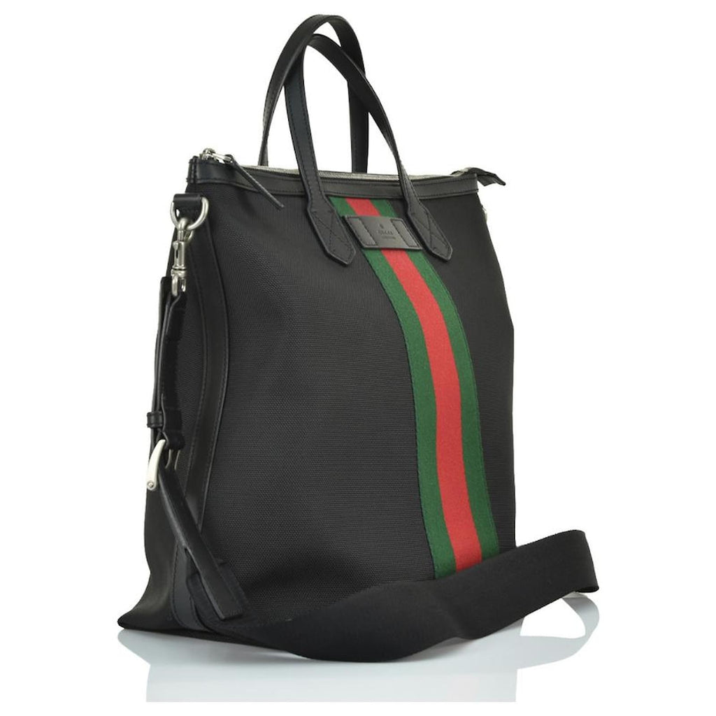 Borsa tote Gucci Web stripe da uomo nera